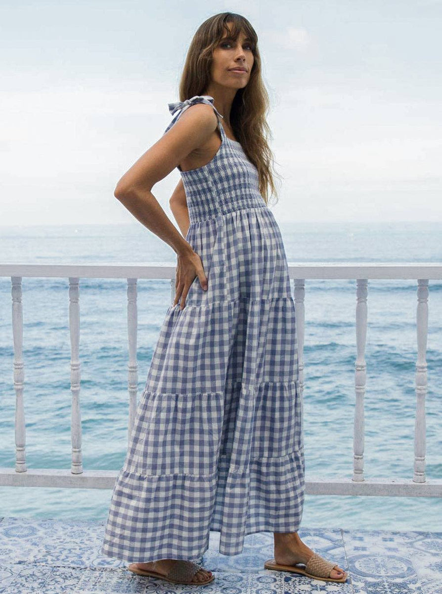 blue gingham maternity dress Lilliana Summer – Hatch Boutique 2024 GLOBAL HOLIDAY PARTY EDIT birthday brunches Vintage Morgan and co Width:MEDIUM