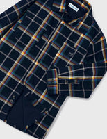 Plaid Long Sleeve Overshirt - Navy, Multi-Color