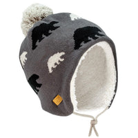 Knit Earflap Hats - Dark Grey, Bears