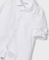 Basic Long Sleeve Button-Up Shirt - White