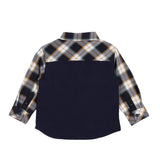 Button-Up Flannel Shirt - Navy/Ivory