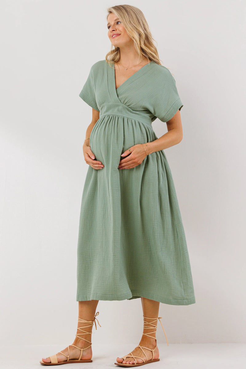Ruffled Hi Low Floral Maternity/Nursing Dress - Hello Miz