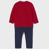 Coordinating Sweater & Pant Set - Red/Navy