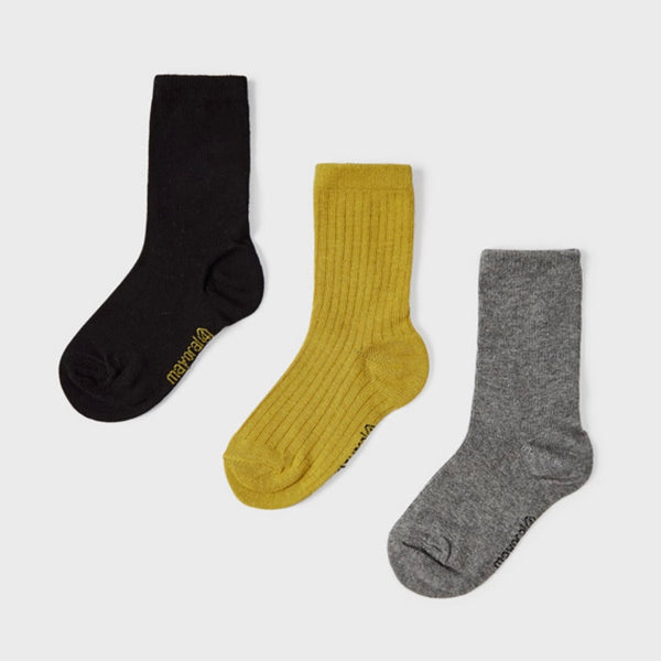 3 Pair Crew Socks - Black/Grey/Olive