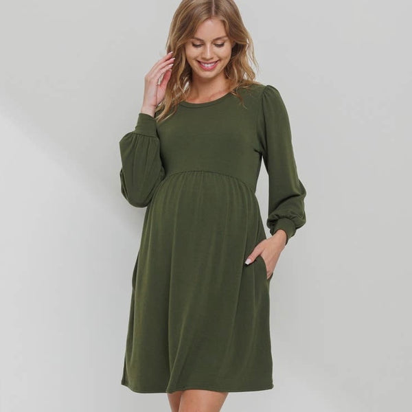 Skater Style Maternity Dress with Pockets - Olive Hatch Boutique Skater Style Maternity Dress with Pockets - Olive Hatch Boutique
