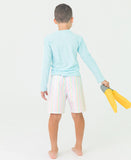 Pale Rainbow Stripe Swim Trunks