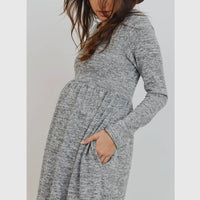 Knit Maternity Sweater Dress - Heather Grey