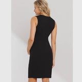 Sleeveless Maternity Dress with Front Pleat - Black