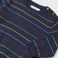 Long Sleeve Striped Sweater - Multi-Stripe, Navy