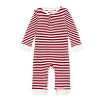 Classic Striped Thermal Jumpsuit - Cardinal