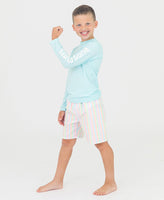Pale Rainbow Stripe Swim Trunks