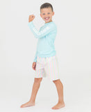 Pale Rainbow Stripe Swim Trunks
