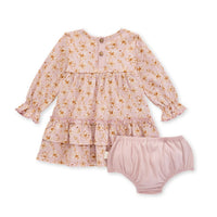 Ditsy Country Floral Dress & Diaper Cover Set - Peony