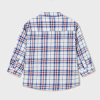 Long Sleeve Button-Up Plaid Shirt - Blue & Red