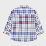 Long Sleeve Button-Up Plaid Shirt - Blue & Red