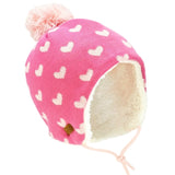 Knit Earflap Hats - Pink, Hearts