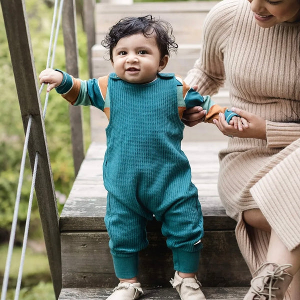 Striped Bodysuit & Thermal Jumpsuit - Starling Blue