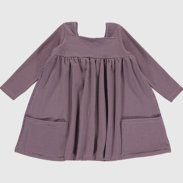 Rylie Dress - Purple & Cream Stripe