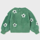 Jacquard Sweater with Puff Sleeves - Pine