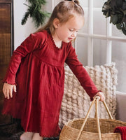 Variegated Rib Dress & Diaper Cover Set - Brick Red