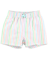 Pale Rainbow Stripe Swim Trunks