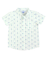 Palm Tree Gingham Short Sleeve Button Down Shirt