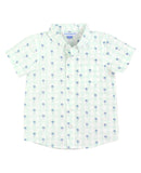 Palm Tree Gingham Short Sleeve Button Down Shirt