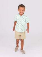 Palm Tree Gingham Short Sleeve Button Down Shirt