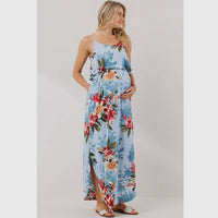 Overlay Top Maternity / Nursing Dress - Tropical Floral Print