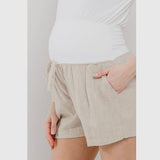 Maternity Shorts with Pockets - Oatmeal