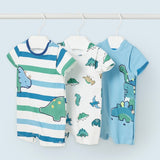 Short Romper - White, Dino Friends