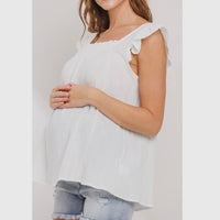 Sleeveless Flowy Maternity Top - White