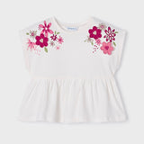 Embroidered Short Sleeve Top - Cream