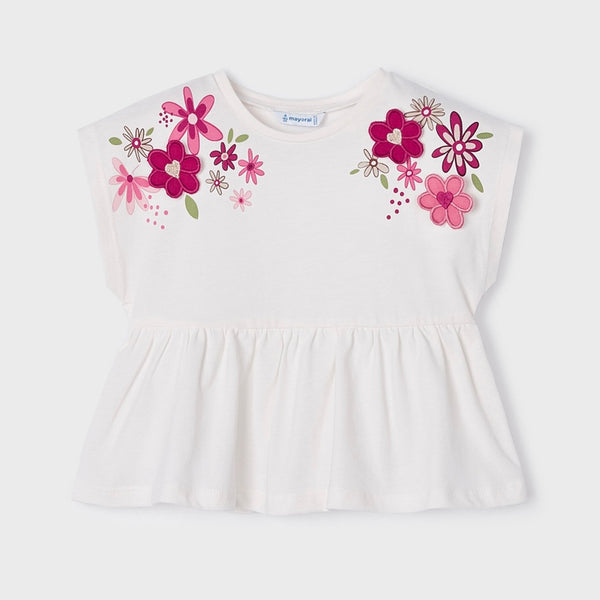 Embroidered Short Sleeve Top - Cream