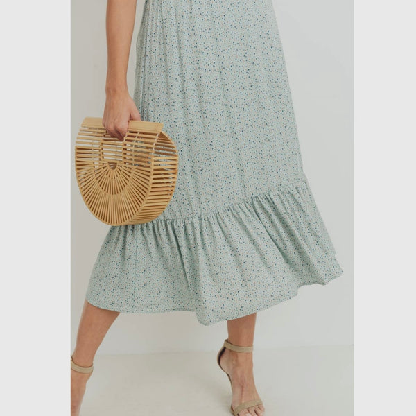 pastel maternity dress Gauze V-Neck Ruffle Maternity Dress