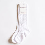 Cable Knit Knee High Socks - White
