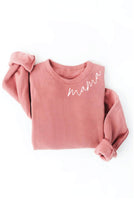 MAMA Collar Print Graphic Sweatshirt