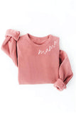 MAMA Collar Print Graphic Sweatshirt