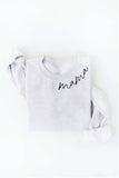 MAMA Collar Print Graphic Sweatshirt