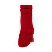 Cable Knit Tights - True Red