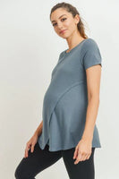 Maternity/Nursing Short Sleeve Tee - Sea Blue