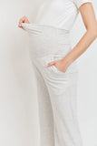 French Terry Straight Leg Maternity Yoga Pants - Heather Grey