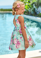 Printed Linen Dress - Turquoise Floral
