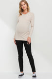 Maternity Top with Button Detail - Oatmeal