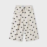 Cropped Pants with Polka Dot Pattern - Cream & Black