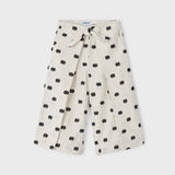 Cropped Pants with Polka Dot Pattern - Cream & Black