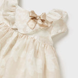 Fancy Floral Linen Dress - Beige & Cream