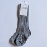 Cable Knit Knee High Socks - Gray