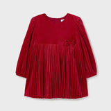 Long Sleeve Velvet Dress - Red