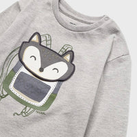 Long Sleeve Interactive T-Shirt - Heathered Grey, Raccoon